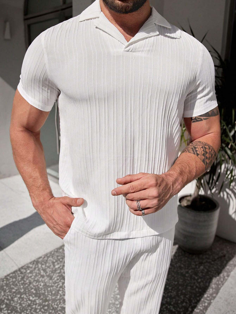 Men's White Solid Short Sleeve Shirt