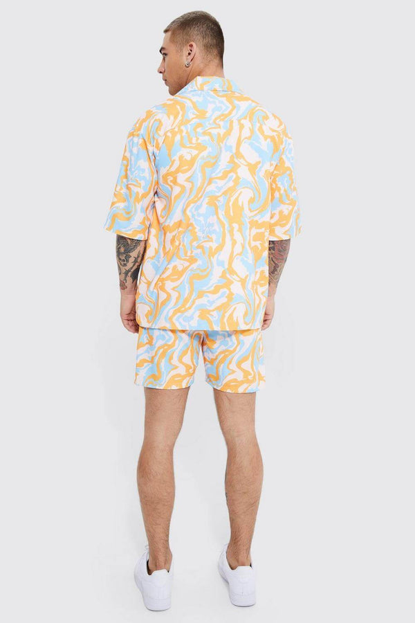 Boxer Shorts For Men - Orange  Oil Spill Print
