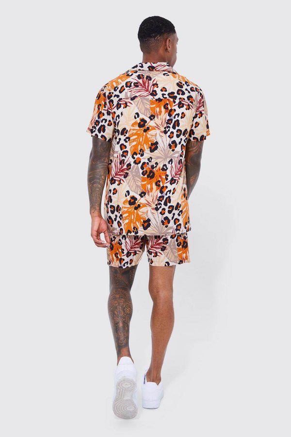 Boxer Shorts For Men - Orange leaf Print