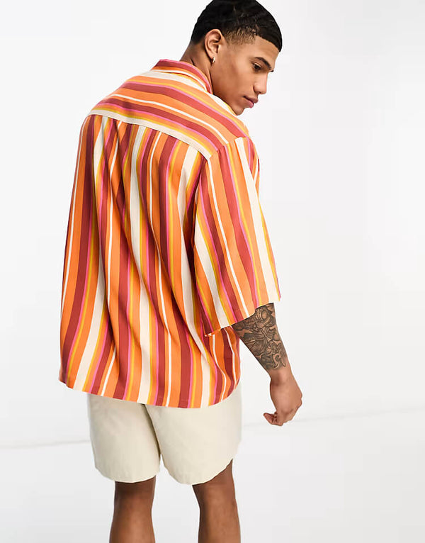 Orange Stripe Revere Shirt