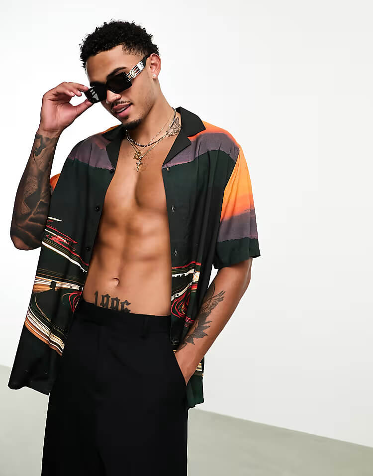 Placement Print Revere Shirt