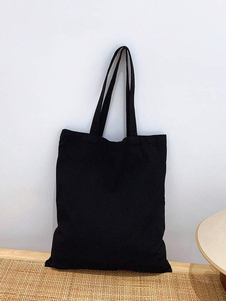 Plain Black Zipper Tote Bag