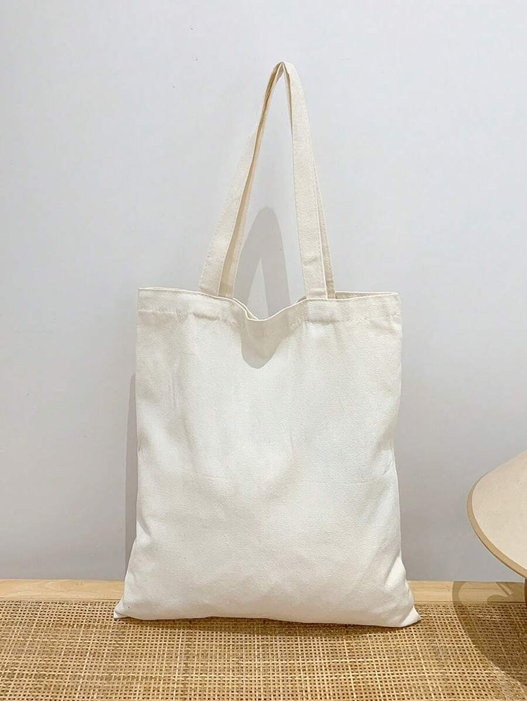Plain White Zipper Tote Bag