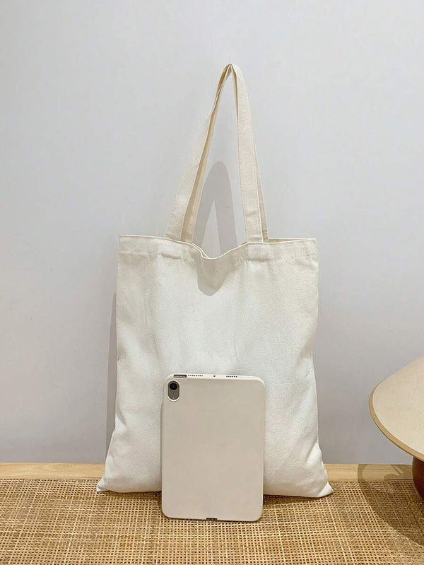 Plain White Zipper Tote Bag