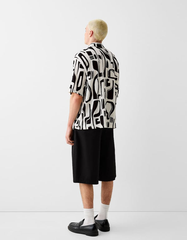 Pleated Abstract Printed Shirt