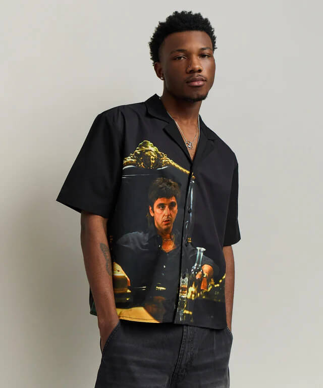 Scarface Tony Montana Black Printed Shirt