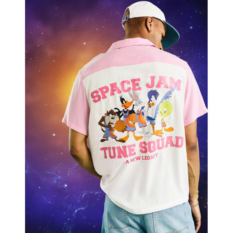 Space jam a New Legacy Relaxed Color Block Bowling Shirt