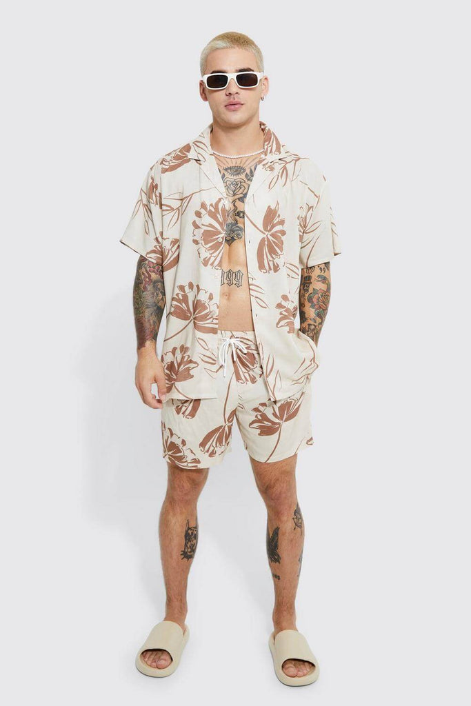 Stone Short Sleeve Tonal Floral Co-Ords