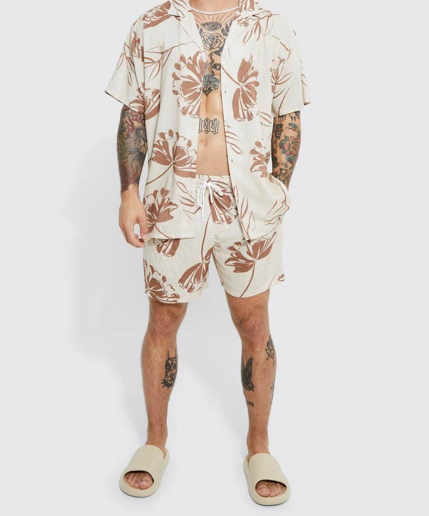 Boxer Shorts For Men -Stone Tonal Floral Print