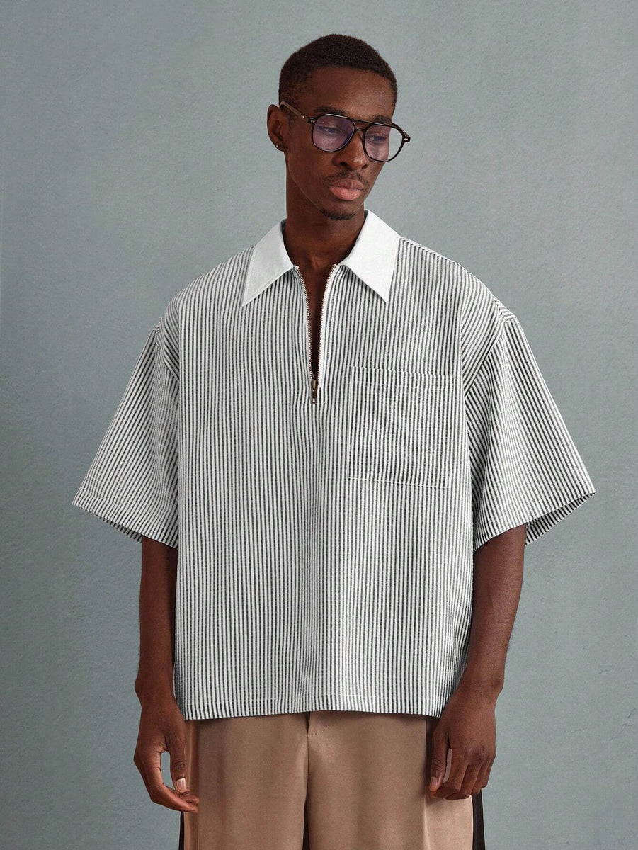 Striped Half Zip Polo Contemporary Design Shirt – Roar Fox
