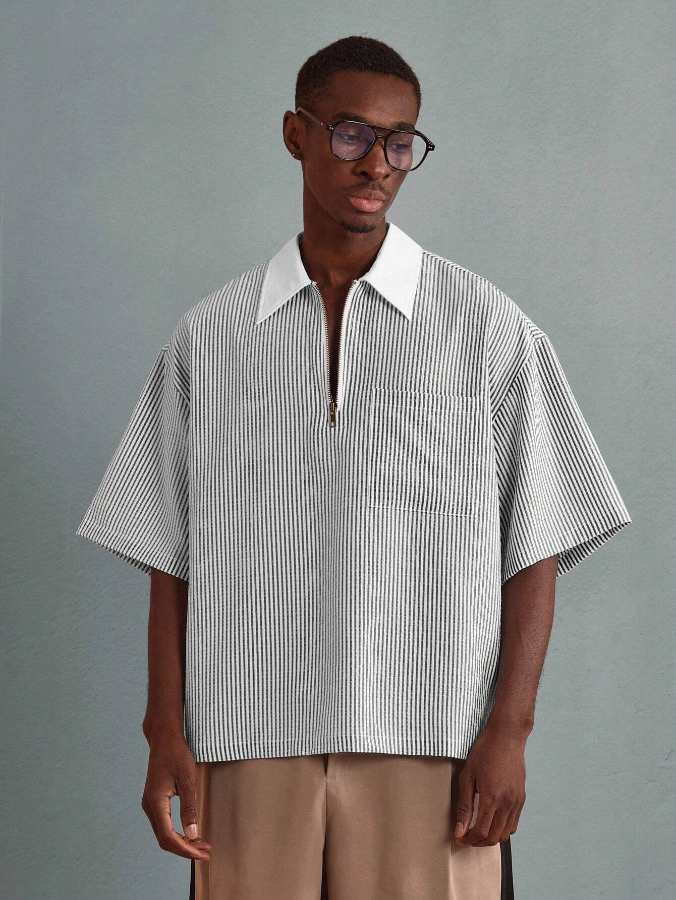 Striped Half Zip Polo Contemporary Design Shirt – Roar Fox