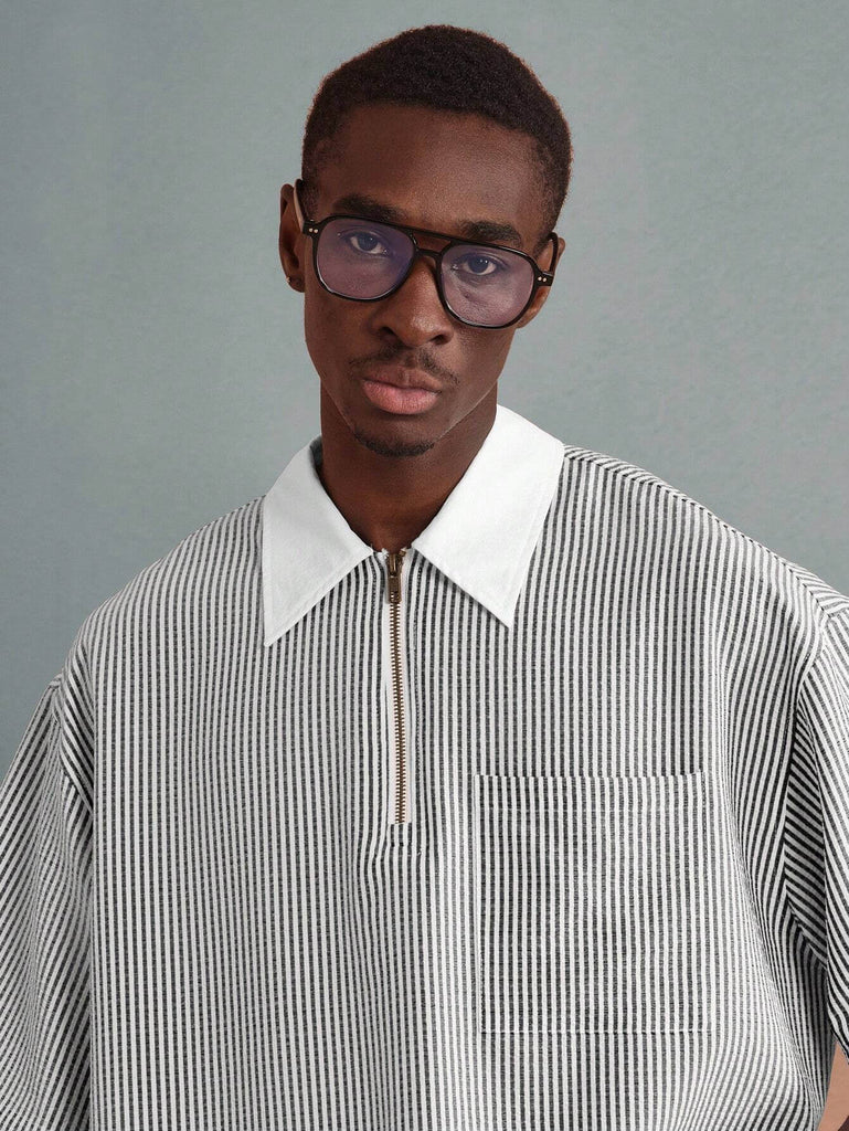 Striped Half Zip Polo Contemporary Design Shirt – Roar Fox
