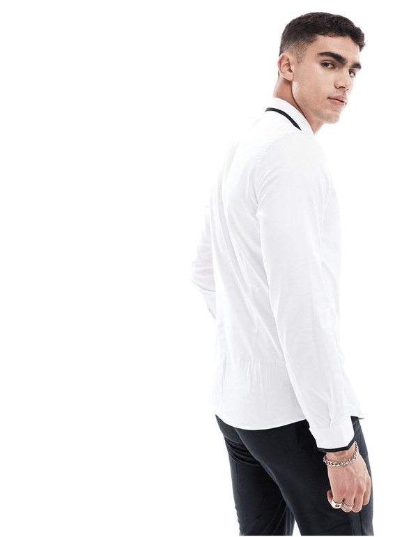 White Premium Cotton Black Trim Shirt