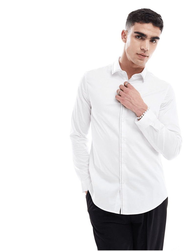 White Wedding Trim Premium Cotton Shirt