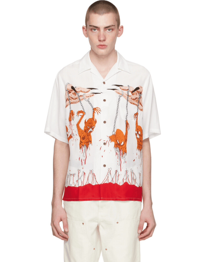 White & Red Printed Shirt