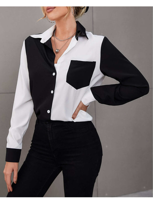 Women's Classic Color Block Long Sleeve Shirt 