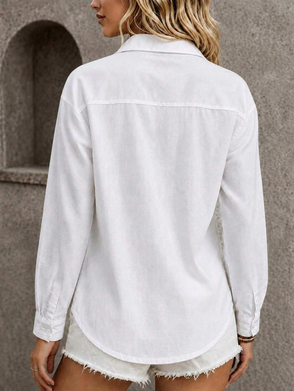 Women's Essential White Casual Long Sleeve Shirt 