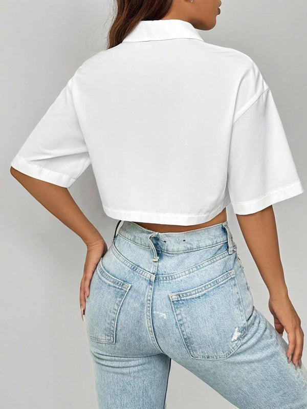 Women's Essential White Crop Shirt 