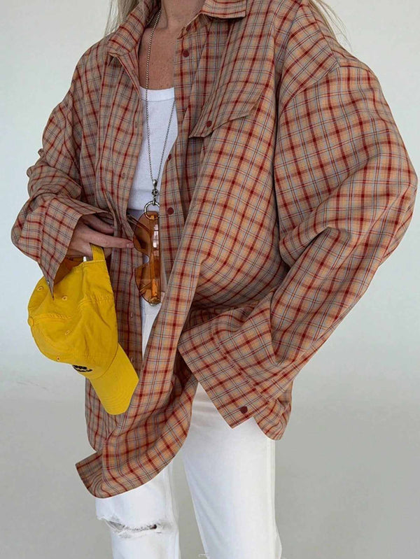 Women's Retro Plaid Long Sleeve Shirt 