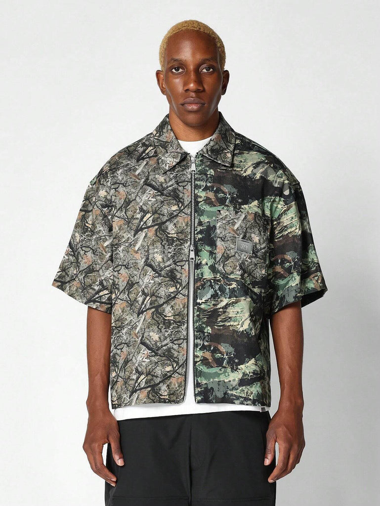 Zip Through Contrast Shirt