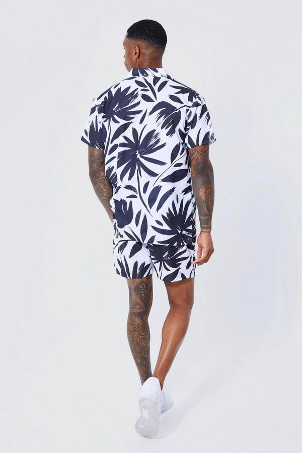 Boxer Shorts For Men - Multi Flower Slub Printed