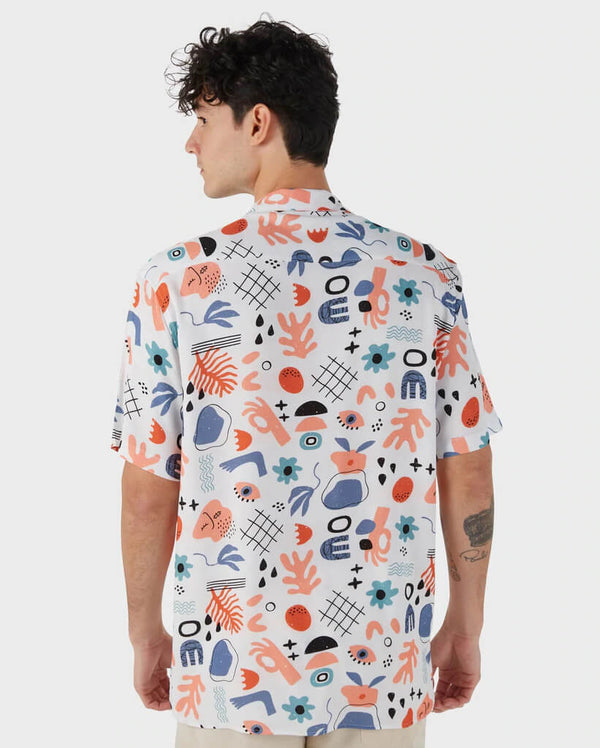 Camisa-bowling Print Shot Sleeve Shirt