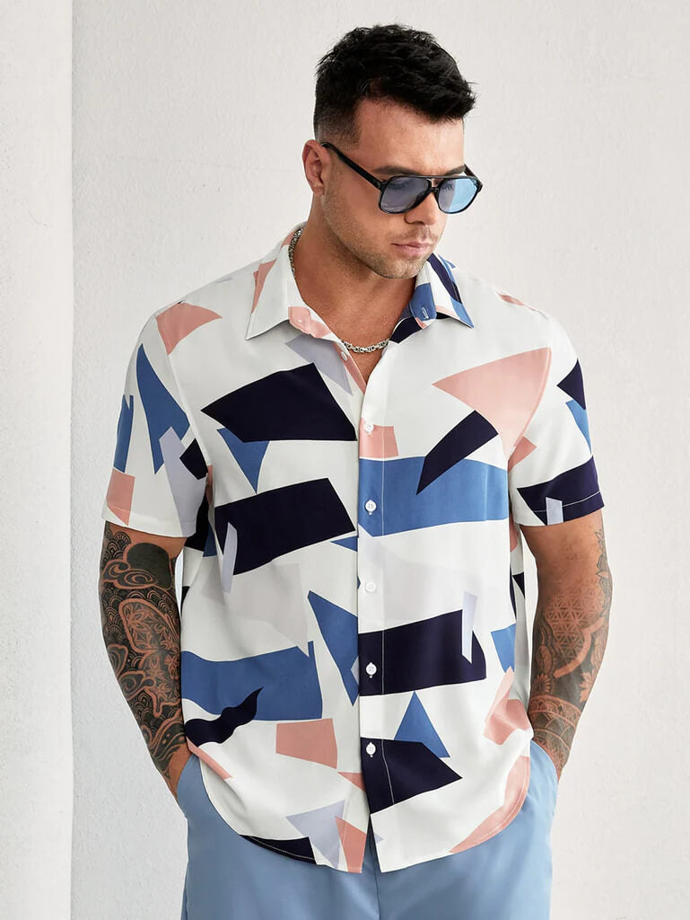 Extended size Geo Print Shirt