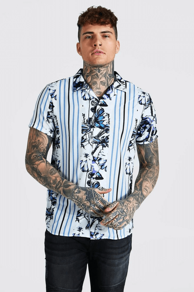 Floral With Striped Shirt