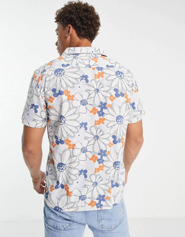 Flower Printed Short Sleeve Shirt