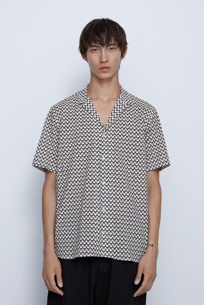 Men Geometric Print Short Sleeve Shirt