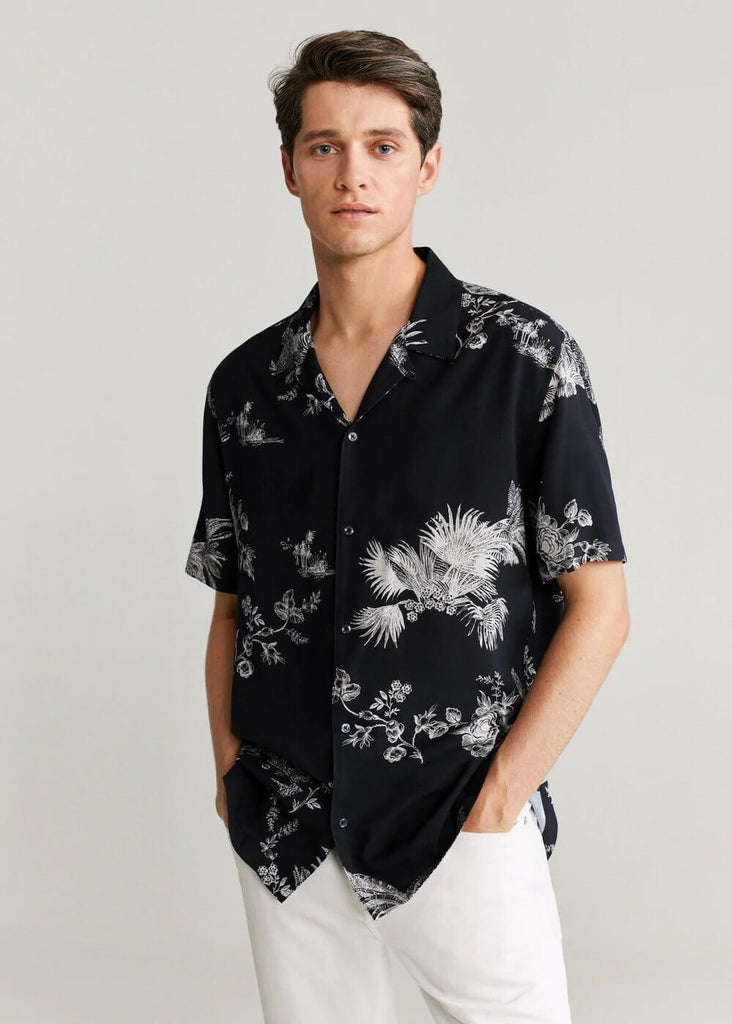 Men Hawaiian Flowy Short Sleeve Shirt Roar Fox Men Hawaiian Flowy Short Sleeve Shirt Roar Fox