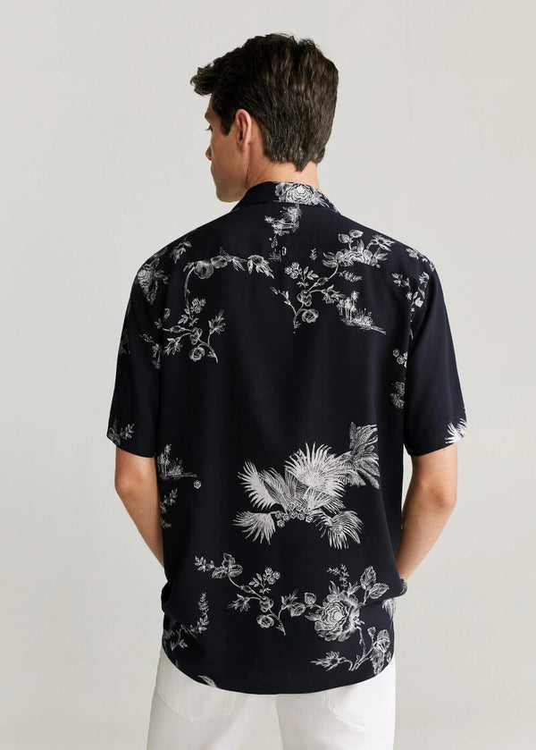 Men Hawaiian Flowy Short Sleeve Shirt