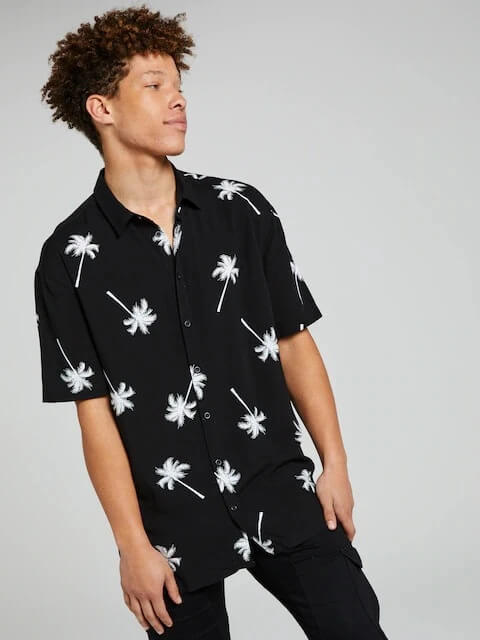 Men Palm Tree Print Short Sleeve Shirt
