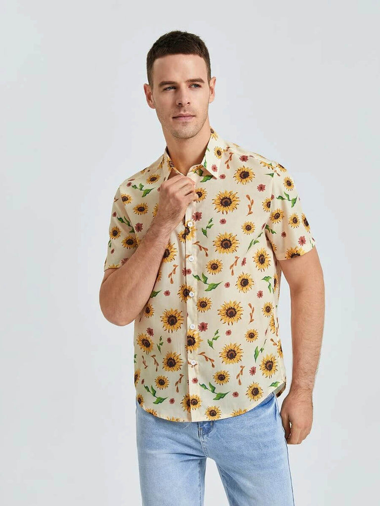 Men Sunflower Print Shirt