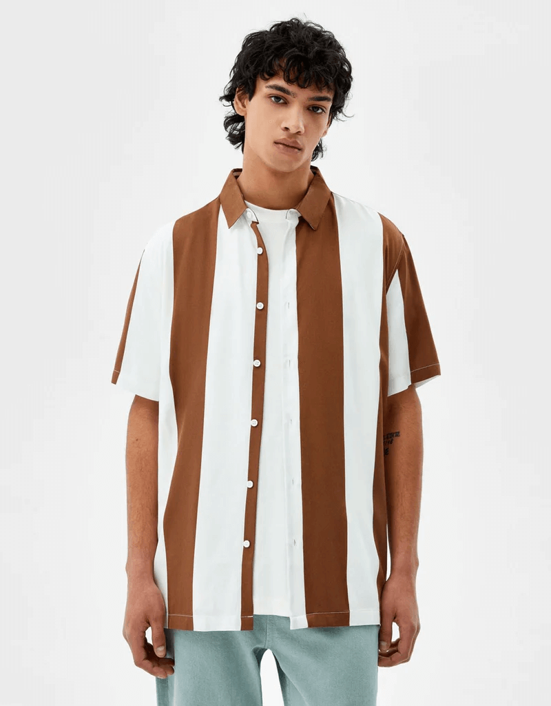 Twill Brown Striped Shirt 