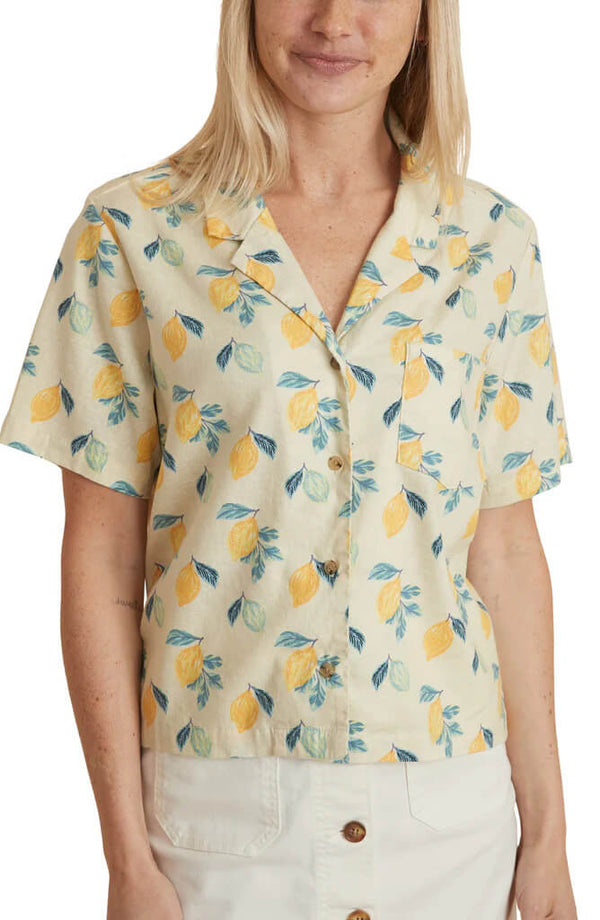 Women Marine Layer Lucy Lemon Print Shirt